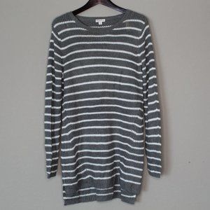 Merona Grey & White Striped Knit Sweater